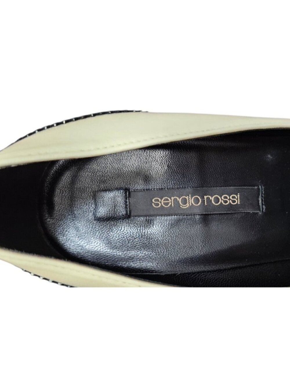 Sergio Rossi Polka Dot Heels Pumps Black White Leather Pointed Toe EU 39 Italy - Picture 10 of 13